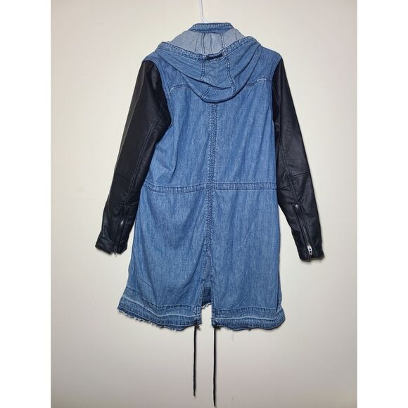 NWT|BLANK NYC Mixed Media Denim Zippered Parka Jacket, SMALL - Picture 4 of 12